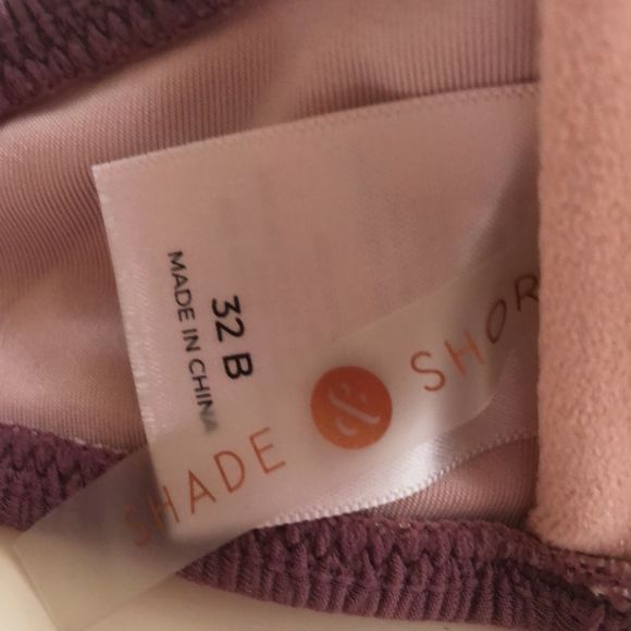 Pink Ribbed Bikini Top | Shade & Shore/32 B gold tone sliders and back hook/NWOT - Picture 4 of 10